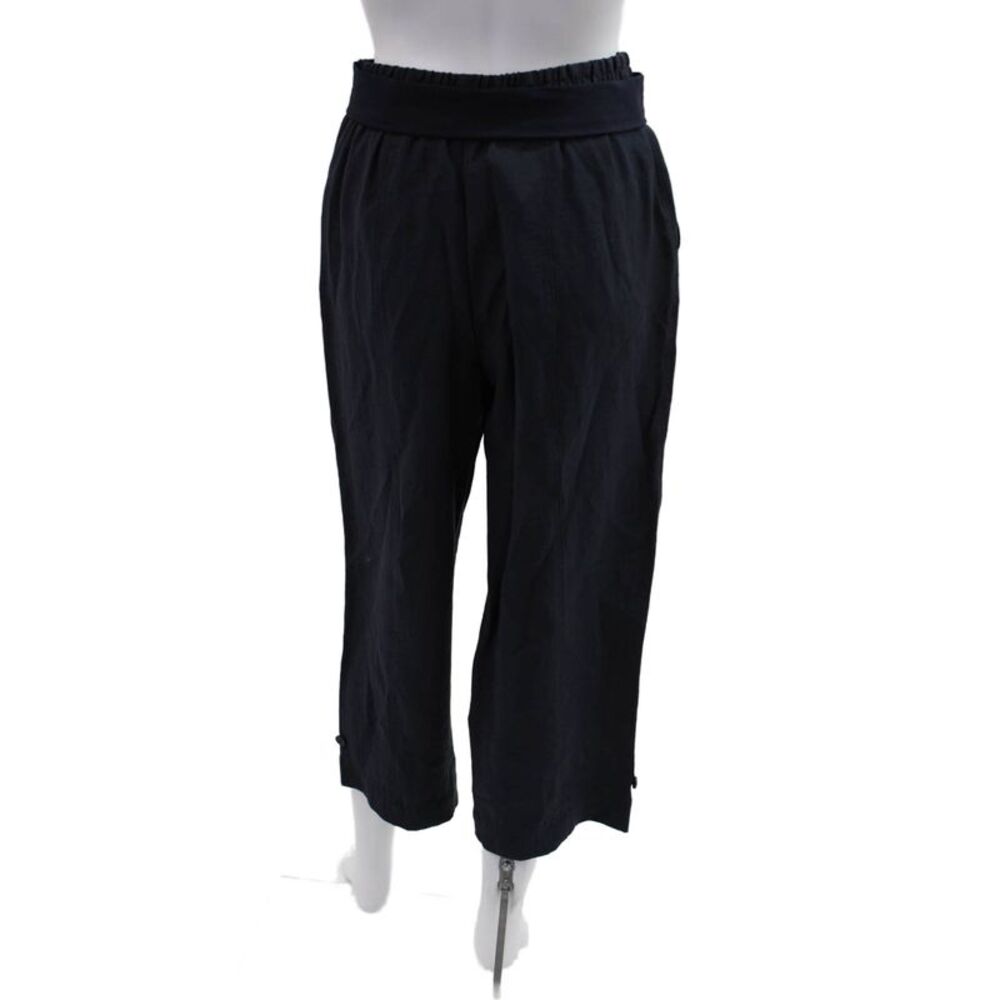 Zara Womens Cropped Paperbag Pants Dark Blue Viscose Blend Size S - Picture 3 of 6